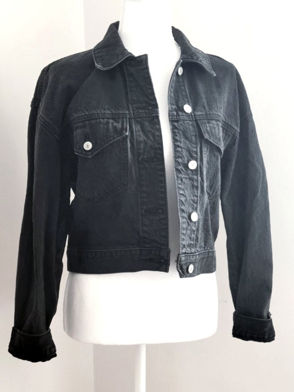 ABERCROMBIE Cropped Denim Rider Jacket S Small